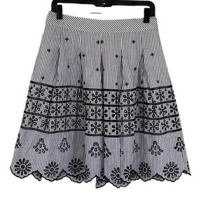 Like new!  Talbots 6P eyelet pleated stripe skirt, black and white.
